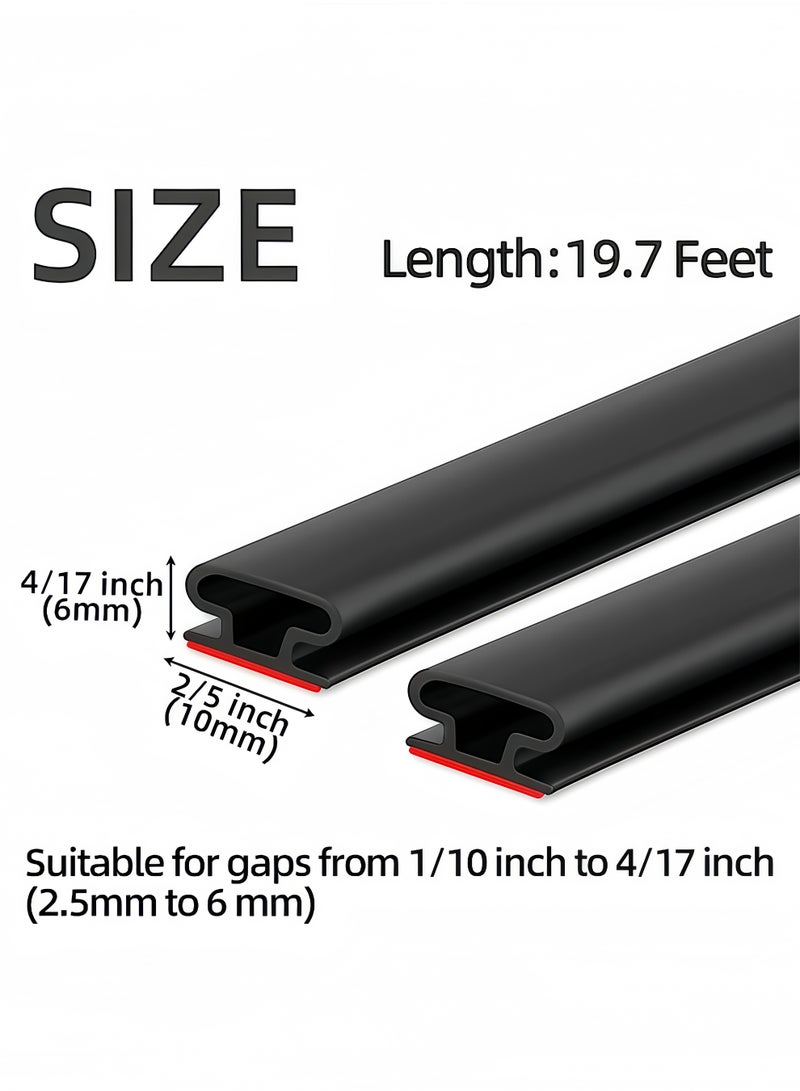Peachjoy Weather Stripping Door Seal Strip, 19.7Ft Black D Shape Door Rubber Weather Seal Strip, Self-Adhesive Rubber Door Insulation Weather Strip, Sound Proof Door Strips for Door Frame Window  - Image 2