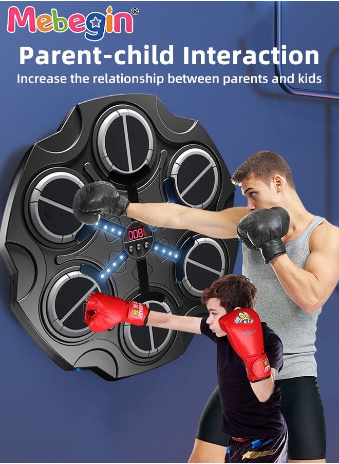 MEBEGIN Music Boxing Machine, Punching Machine Set with Boxing Gloves, Punch-free Boxing Target with 3 Speeds and Counter, Punching Equipment with Hook and Loop Fastener, Home Fitness Equipment for Kids Aged 3+ and Adults, 34.6*4.5*35cm  - Image 5