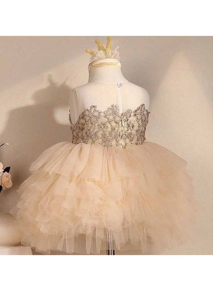 A.M Girls' One-Year-Old Dresses, Old Princess Dress Dresses Children's Costumes Puff Skirts - Image 3