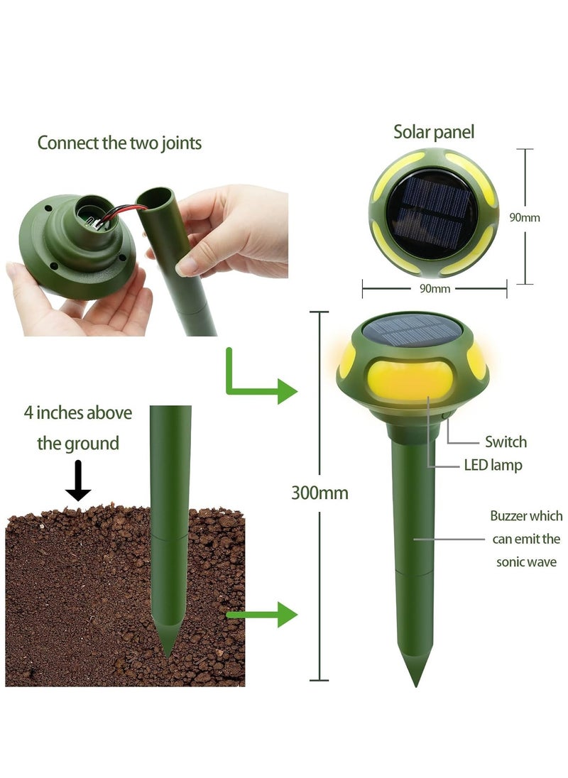 SYOSI - 2 PCS Ultrasonic Mole Repellent 4 Modes Solar Powered Mole Repellent Outdoor Waterproof Animals Repellent for Get Rid of Mole Gopher Snakes Vole and Other Underground Pests for Yard Garden Lawn - Image 1