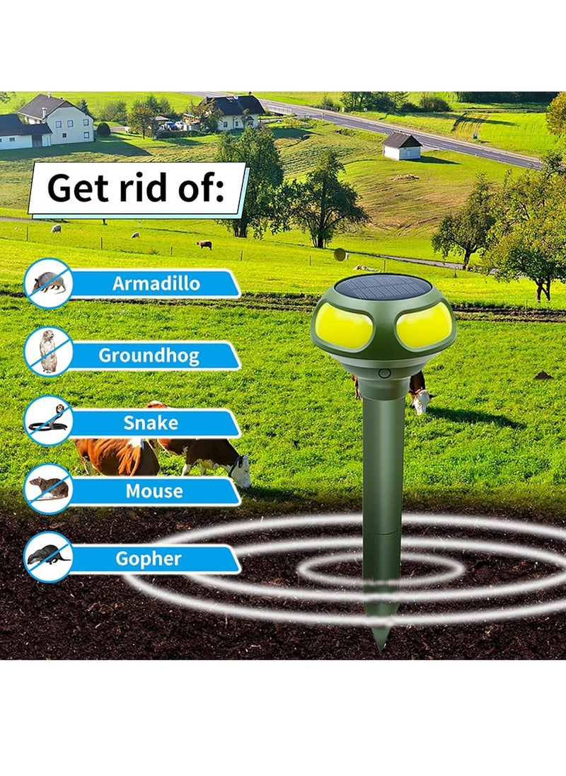 SYOSI - 2 PCS Ultrasonic Mole Repellent 4 Modes Solar Powered Mole Repellent Outdoor Waterproof Animals Repellent for Get Rid of Mole Gopher Snakes Vole and Other Underground Pests for Yard Garden Lawn - Image 1