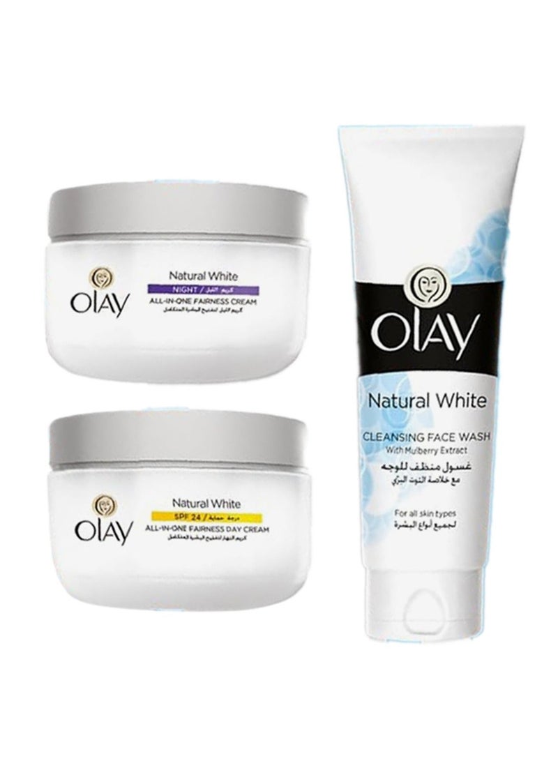 Olay Natural Aura Beauty Box - Face Wash 100g + Day Cream SPF 24 50 g + Night Cream 50 g, 200 g - Image 2