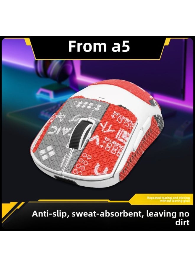 Generic - Applicable To MCHOSE Maicai A5 Mouse Anti-slip Stickers A5/Pro/max Stickers Sweat-absorbent Palm Mouse Protective Film-Color:[All-inclusive] One Red Printed [send Cleaning Cotton]] - Image 1