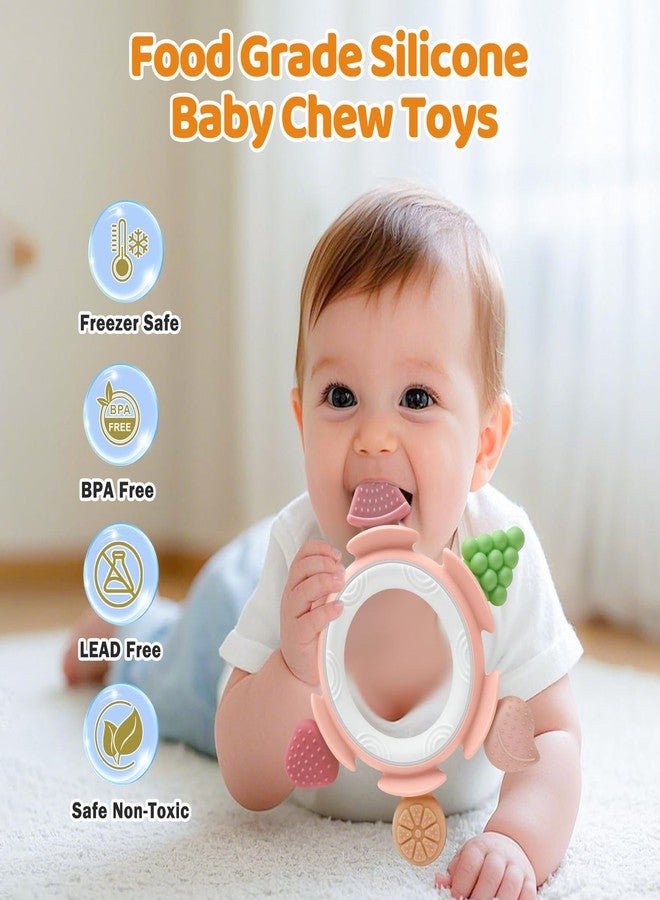 AiTuiTui Baby Teething Ring Toy for 3-12 Months, Silicone Infant Teether for Sore Gum Relief, Soothing Sensory Chew Toy, Ideal Newborn Gift for Boys Girls Baby Shower, Birthday or Christmas, Pink - Image 5