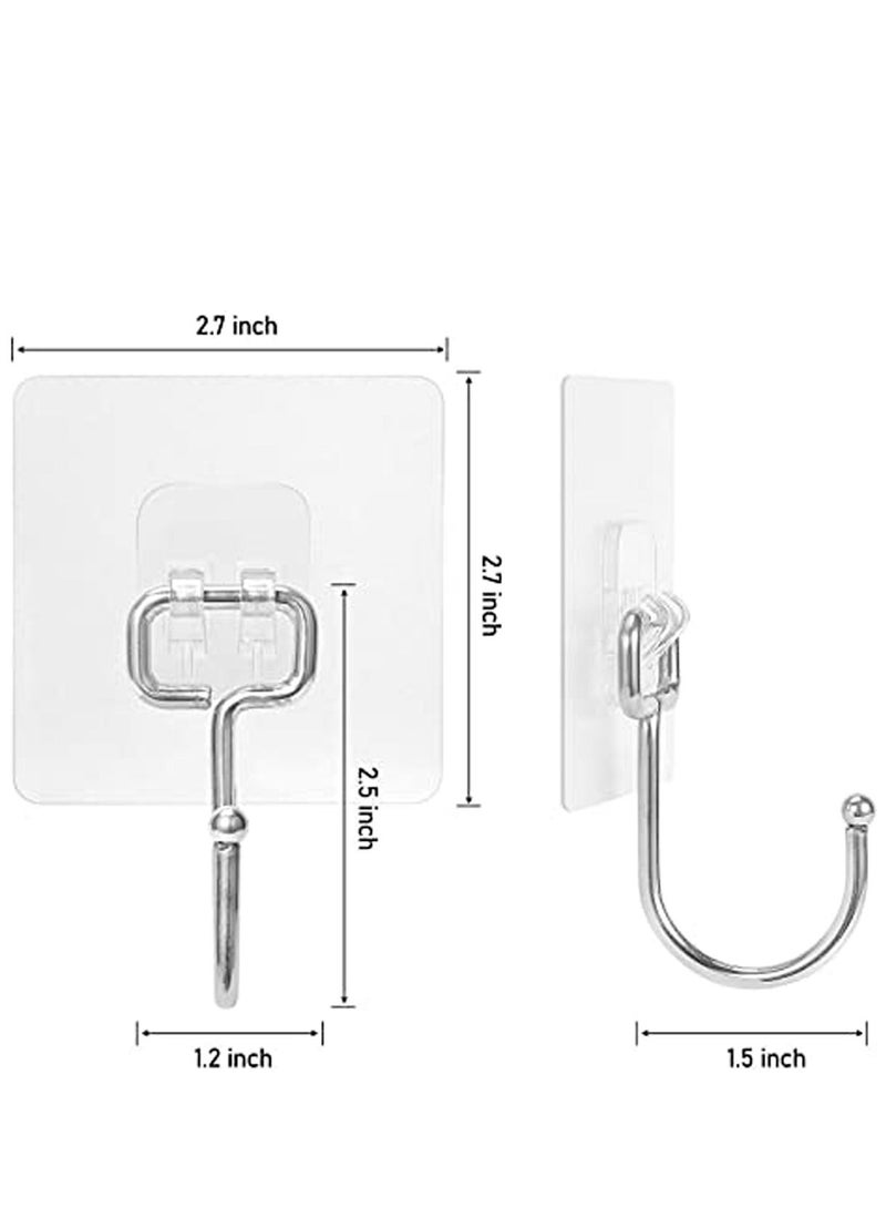 8 Pack Large Adhesive Hooks, Waterproof and Rustproof Wall Hooks for Hanging Heavy Duty, Stainless Steel Towel and Coats Hooks to use Inside Kitchen, Bathroom, Home and Office