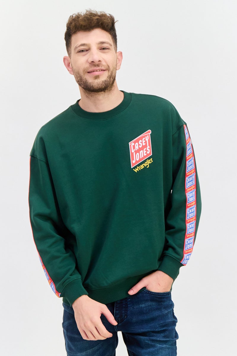 Wrangler Men Crew Neck Long Sleeve Graphic Print Sweatshirt, Green - Image 1