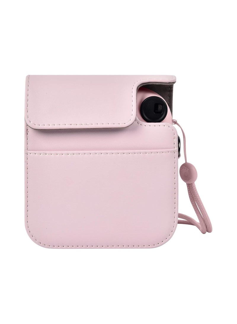 Protective Case Compatible with Instax Mini 12 Instant Camera/PU Leather Portable Travel Storage Cover Bag for Polaroid Mini 12 w/Photos Pocket  Adjustable Shoulder Strap (Pink) - Image 3
