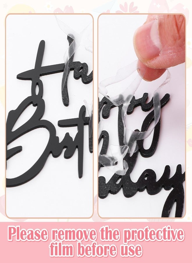 Yolev 6Pcs Cake Toppers Happy Birthday Acrylic Cake Topper Happy Birthday Cake Sign Picks Happy Birthday Cake Decorations Cake Stick Decor for Celebrating Birthday Anniversary Party(Black) - Image 5