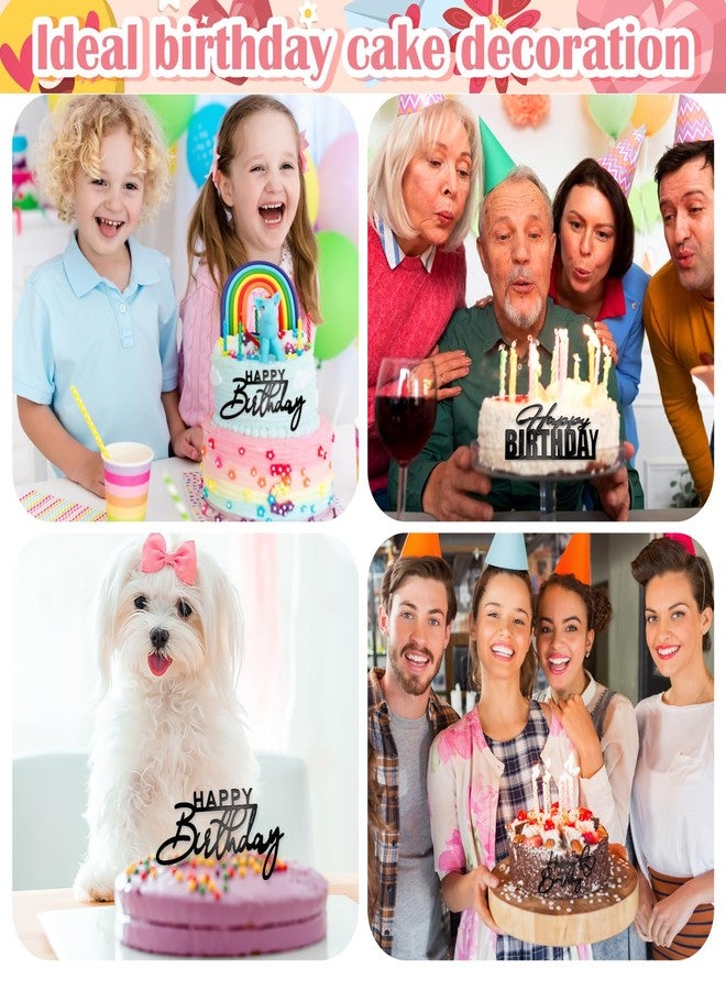 Yolev 6Pcs Cake Toppers Happy Birthday Acrylic Cake Topper Happy Birthday Cake Sign Picks Happy Birthday Cake Decorations Cake Stick Decor for Celebrating Birthday Anniversary Party(Black) - Image 4
