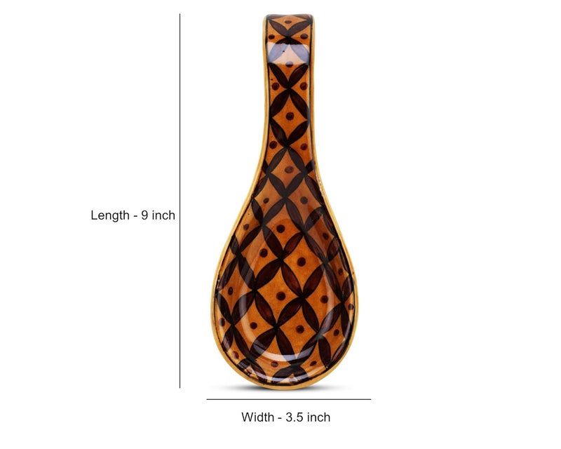 SilverBoons SilverBoons Brown Ceramic Spoon Rest Ceramic Spoon Holder Spoon Holder for Stove Top Modern Spoon Rest for Kitchen Counter Hand Painted Hand Glazed  - Image 3