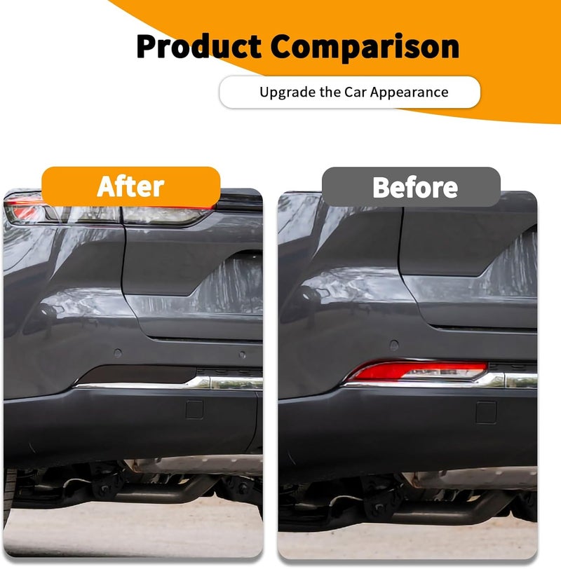 Hoolcar Rear Fog Light Trim Bezel Frame Decor for Jeep Grand Cherokee 2022-2024, Smoked Black, 2PCs - Image 2