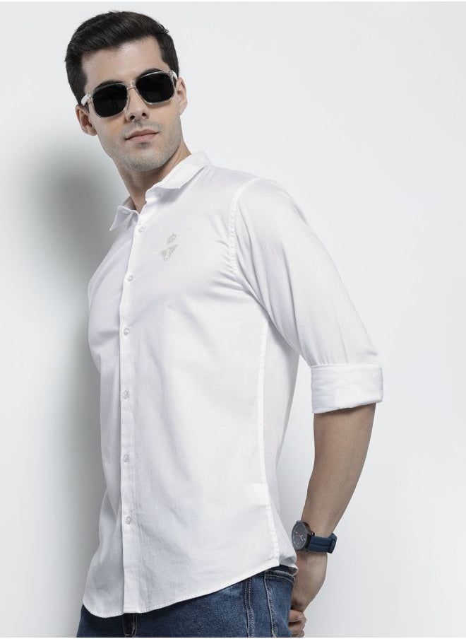 The Indian Garage Co Men Regular Fit Placement Embroidered Full Sleeves Spread Collar Casual Shirt  - Image 1