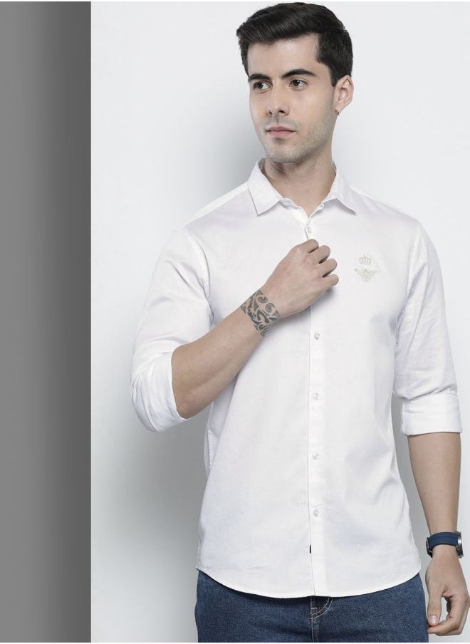 The Indian Garage Co Men Regular Fit Placement Embroidered Full Sleeves Spread Collar Casual Shirt  - Image 3