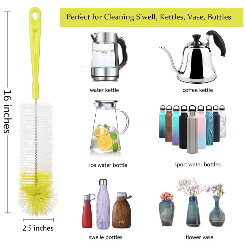 ALINK 8-Pack Bottle Cleaning Brush Set - Long Bottle Cleaner for Washing Beer/Wine Narrow Neck Bottles, Hummingbird Feeder, Sport Well, Plus Kettle Cleaner, Straw Brush - Image 2