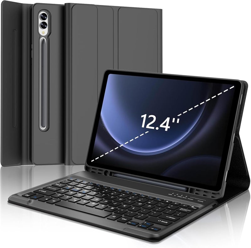 typecase حافظة لوحة المفاتيح لجهاز سامسونج جالاكسي تاب S10+ وS9+ وS9 FE+ (12.4 بوصة) مع حامل S-Pen، 3 زوايا عرض، غطاء لوحة مفاتيح بلوتوث لاسلكي قابل للفصل مغناطيسيًا (لا يناسب S10 FE+)  - Image 1