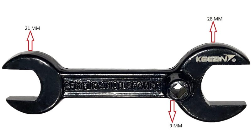 KEEAN Medical And Industrial Oxygen Cylinder OpenEnd Spanner 3 In 1 Key 28 21 And 9 Mm - Image 2