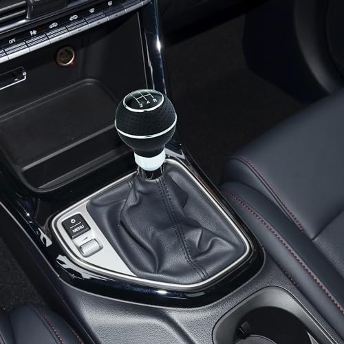 aakichi 5 Speed Shifter Knob Ball Transmission Handle Car PU Leather Gear Stick Knob for Most Manual Automotive Vehicles (Silver Circle) - Image 4