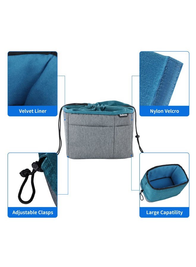 Selens Camera Bag Insert for Backpack, Shockproof Padded Case, Water Resistant Protection Organizer Inner Bag for SLR DSLR Mirrorless Cameras, Lenses, Cables and Other Photography Gear, Blue-Grey - Image 4