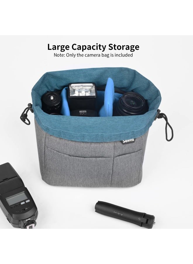 Selens Camera Bag Insert for Backpack, Shockproof Padded Case, Water Resistant Protection Organizer Inner Bag for SLR DSLR Mirrorless Cameras, Lenses, Cables and Other Photography Gear, Blue-Grey - Image 2