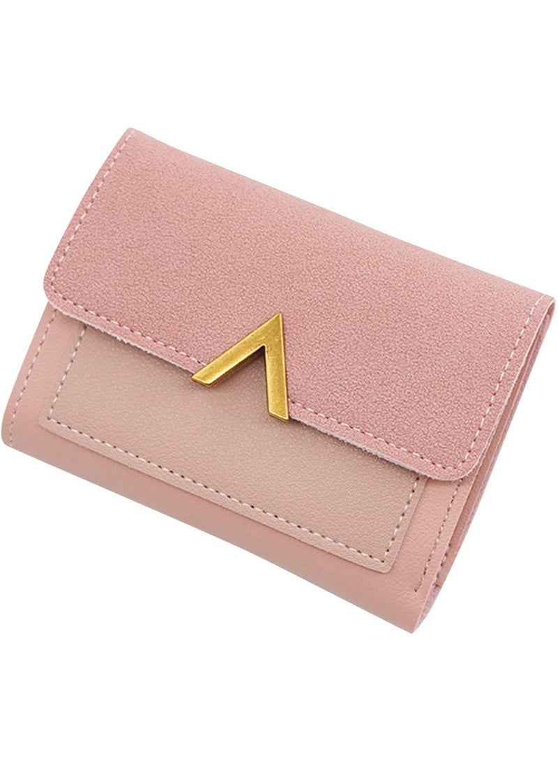 Women's Wallet Small Compact 3 fold Leather purse passport ID Holder with Coin Pocket (pink) - Image 1