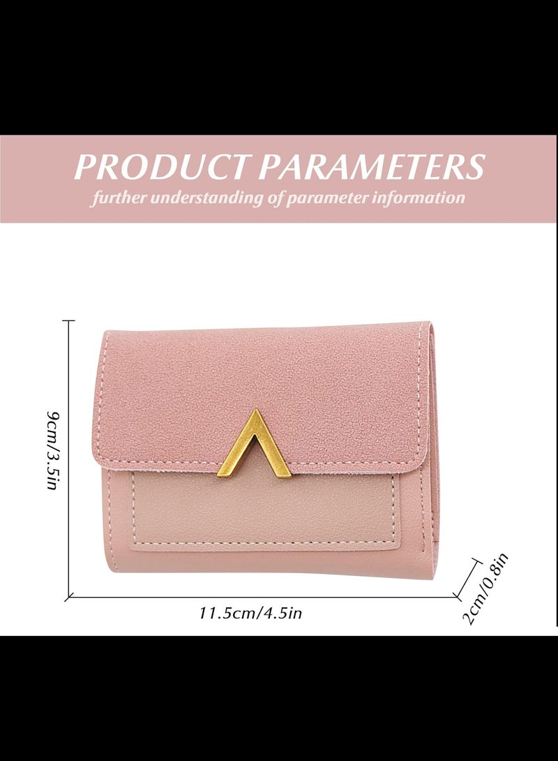 Women's Wallet Small Compact 3 fold Leather purse passport ID Holder with Coin Pocket (pink) - Image 2