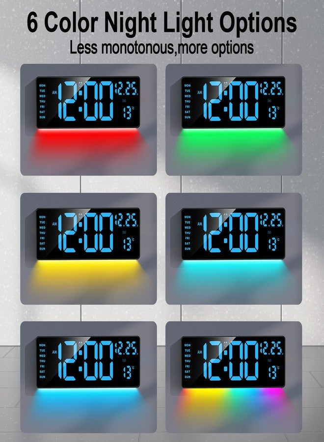Xflyee 16.5" Digital Clock Large Display with Remote Control, 6-Color Night Light Digital Wall Clock with Dual Alarms, Temperature, Auto DST Large Digital Clock for Living Room, Bedroom, Desk, Mounted, Gift - Image 2