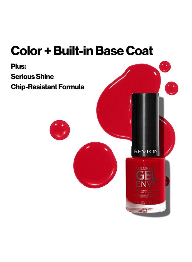 Revlon ColorStay Gel Envy Longwear Nail Polish, with Built-in Base Coat & Glossy Shine Finish, in Red/Coral, 625 Get Lucky, 0.4 oz
