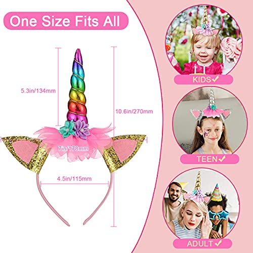 SUNOVELTIES 6 PACK Unicorn Horn Headband Ears Photo Props Birthday Outfit Cosplay Costume Party Supplies for Teens and Adults Gift (6 Multicolor) - Image 4