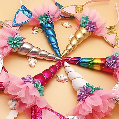 SUNOVELTIES 6 PACK Unicorn Horn Headband Ears Photo Props Birthday Outfit Cosplay Costume Party Supplies for Teens and Adults Gift (6 Multicolor) - Image 3