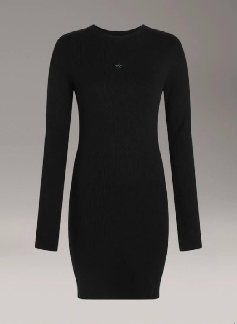 كالفن كلاين جينز فستان سليم قصير من القطن بتصميم مضلع - Image 5