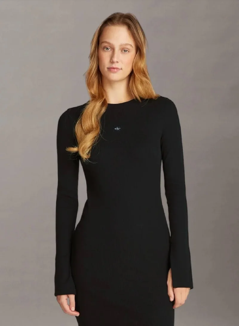 Calvin Klein Jeans  Slim Ribbed Cotton Mini Dress for Women | Best Price UAE