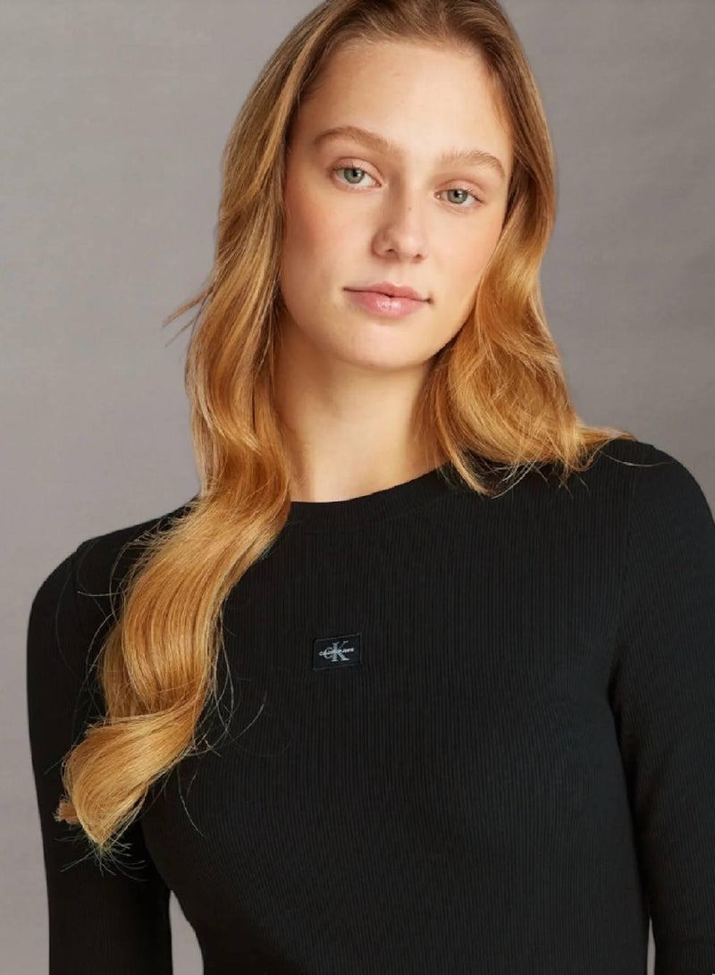 كالفن كلاين جينز فستان سليم قصير من القطن بتصميم مضلع - Image 4