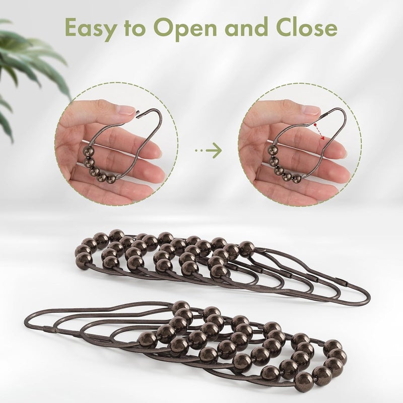Amazer Shower Curtain Hooks, Decorative Bronze Shower Curtain Hooks,Stainless Steel Rust-Resistant Shower Hooks for Curtains-Set of 12 - Image 5