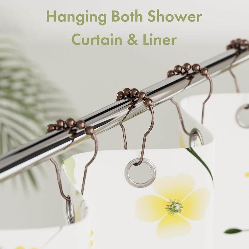 Amazer Shower Curtain Hooks, Decorative Bronze Shower Curtain Hooks,Stainless Steel Rust-Resistant Shower Hooks for Curtains-Set of 12 - Image 2