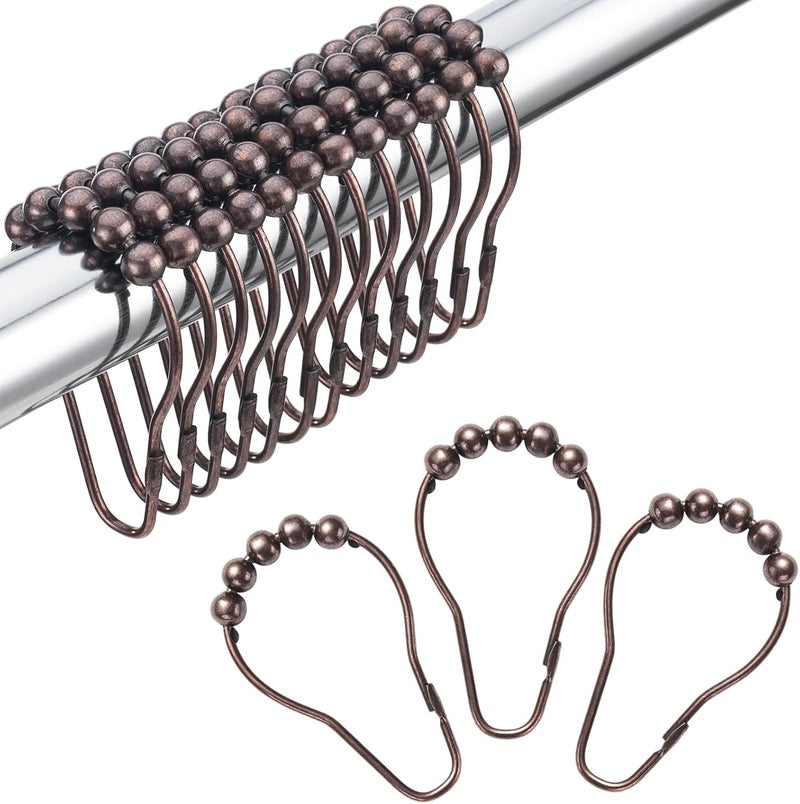 Amazer Shower Curtain Hooks, Decorative Bronze Shower Curtain Hooks,Stainless Steel Rust-Resistant Shower Hooks for Curtains-Set of 12 - Image 1