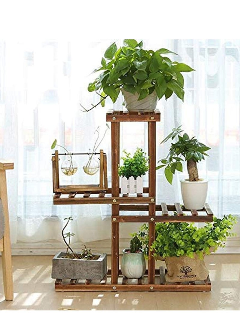 Generic FFD 5-Tier Wood Plant Stand – Multi-Tier Floor Standing Rack for Indoor & Outdoor, Durable Wooden Flower Pot Holder for Balcony, Living Room, Patio & Garden"`  - Image 1