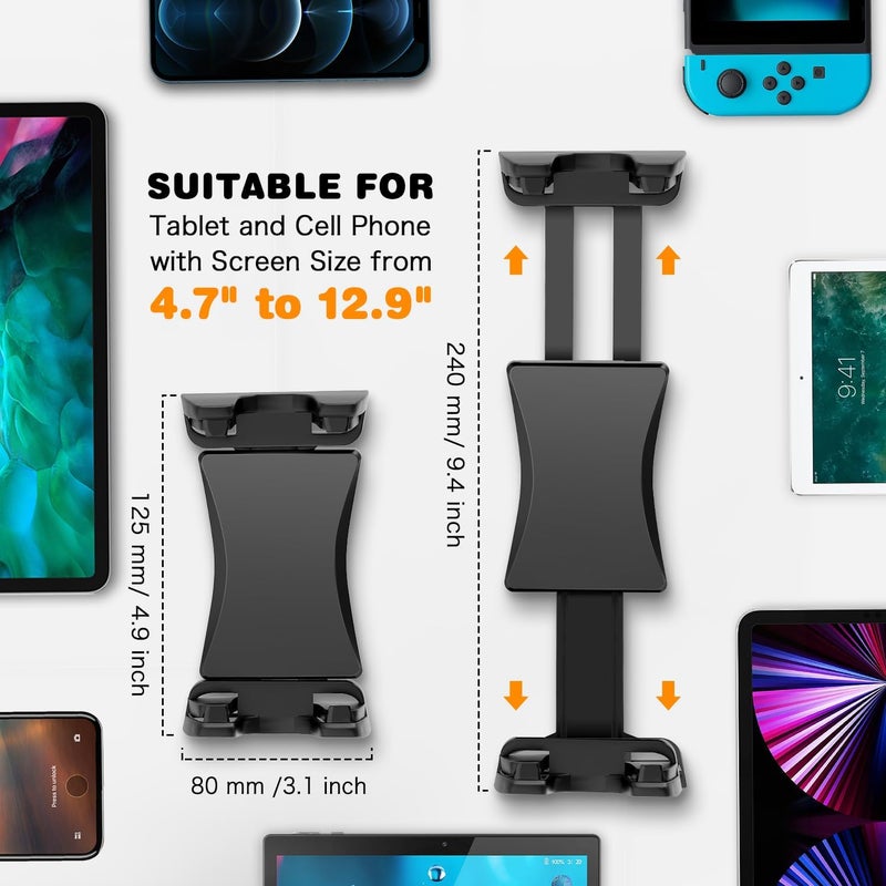 Baishun Tablet Mount for Car/Truck Heavy Duty, 360° Adjustable Tablet Stand Wall Mount Holder for Kitchen Vehicle Dashboard Windshield, Compatible with iPad Pro/Air/Mini 4.7-12.9" Tablets Cellphones - Image 3