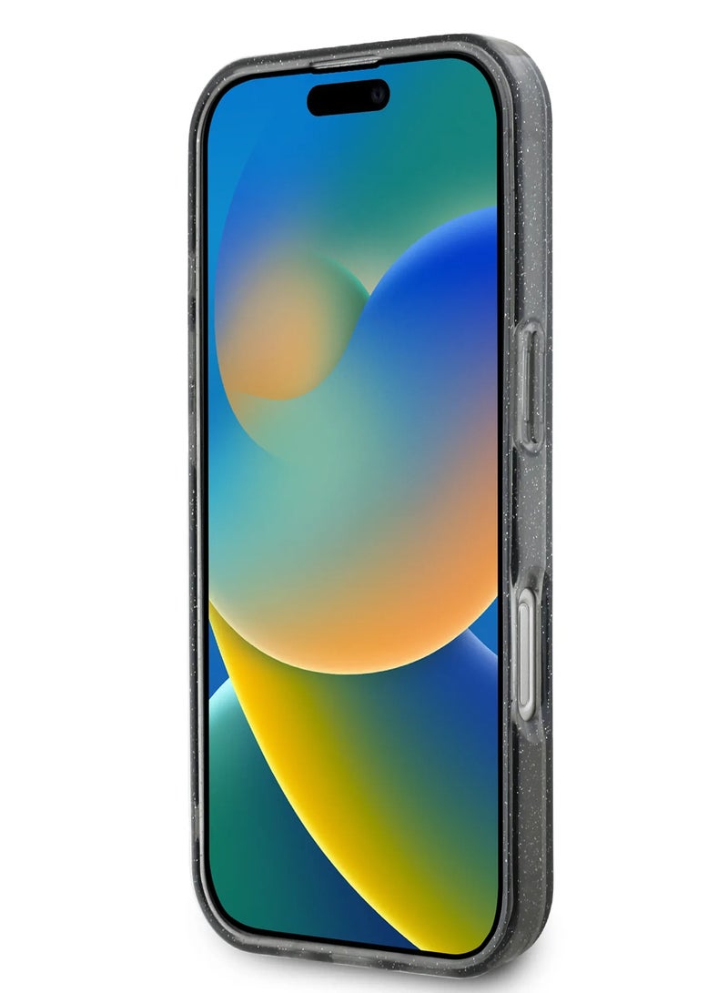 كارل لاغرفيلد حافظة آي فون 16 برو ماكس ماغسيف IML غطاء صلب لامع بشعار كارل وشوبيت لـ / حماية من السقوط / مظهر جانبي نحيف / خفيف الوزن / قبضة مريحة - أسود - Image 3