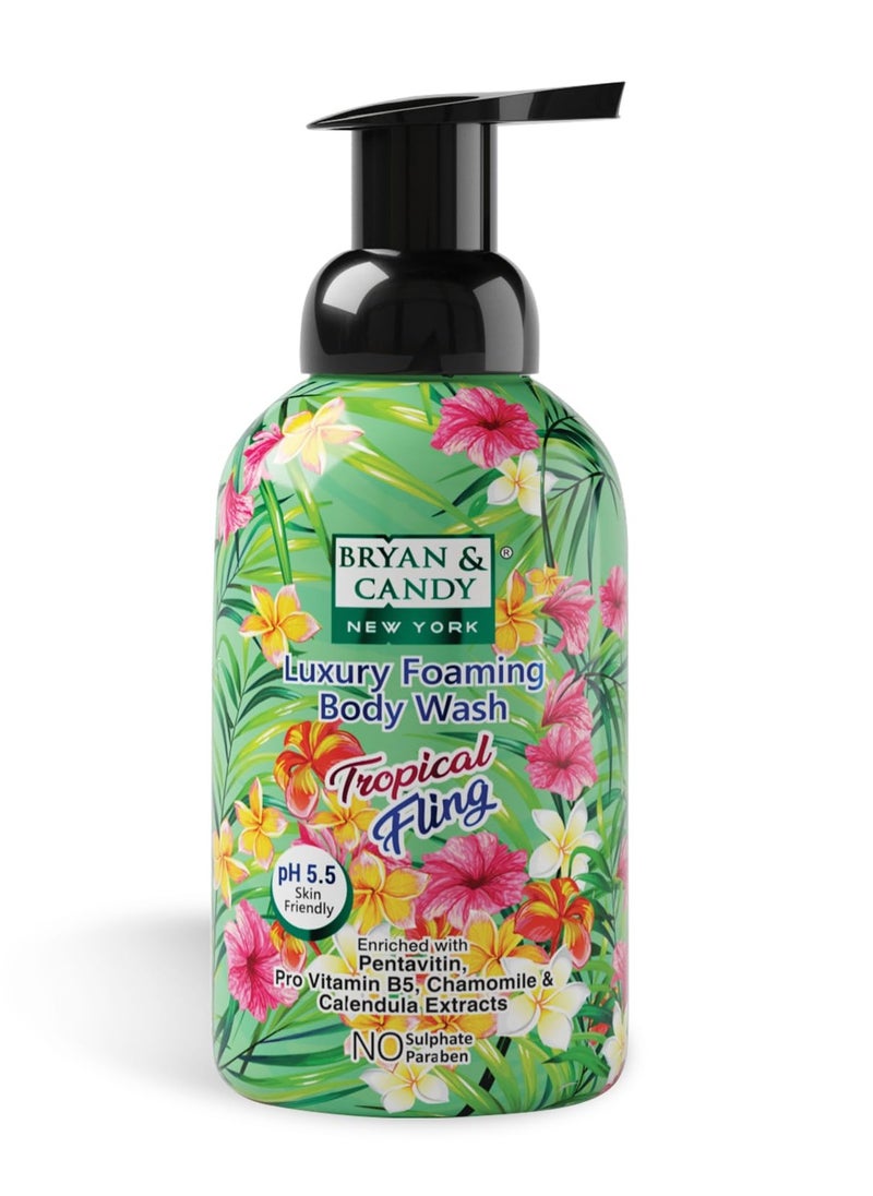 BRYAN & CANDY Bryan And Candy Tropical Fling Luxury Foaming Body Wash with Pentavitin Pro Vit B5 Argan Oil Chamomile Calendula Extracts Skin Friendly pH All Skin Types 400 Ml  - Image 1
