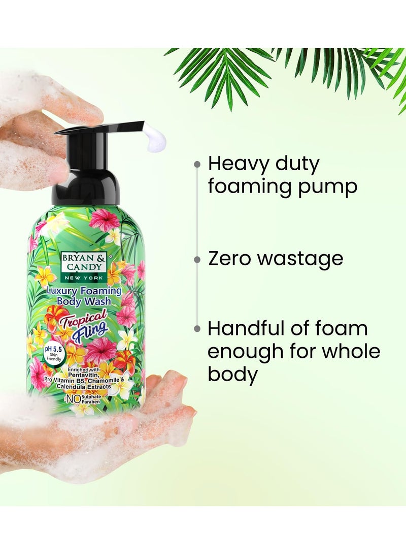 BRYAN & CANDY Bryan And Candy Tropical Fling Luxury Foaming Body Wash with Pentavitin Pro Vit B5 Argan Oil Chamomile Calendula Extracts Skin Friendly pH All Skin Types 400 Ml  - Image 4