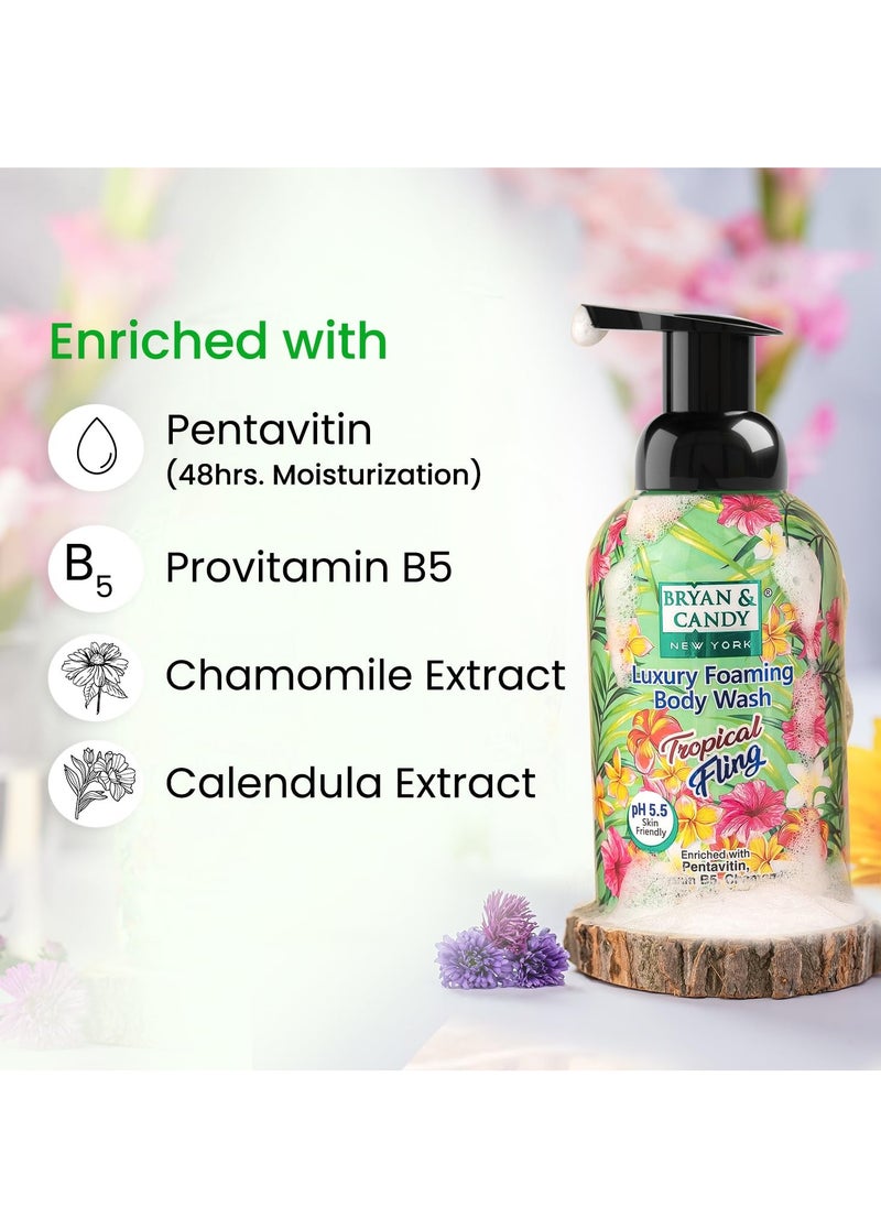 BRYAN & CANDY Bryan And Candy Tropical Fling Luxury Foaming Body Wash with Pentavitin Pro Vit B5 Argan Oil Chamomile Calendula Extracts Skin Friendly pH All Skin Types 400 Ml  - Image 3