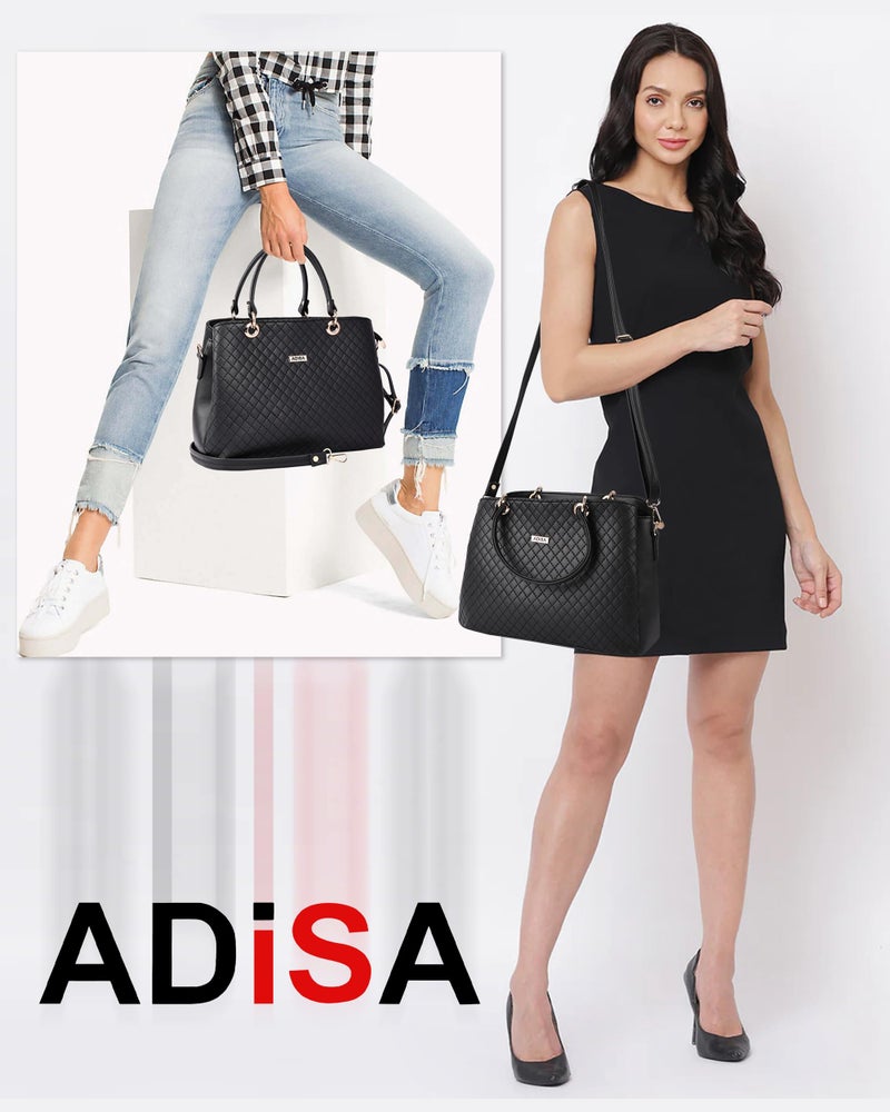 ADISA Quilted Shoulder Handbag for Women - Stylish Crossbody Bag with Sling Belt, Ladies' Purse with Top Zipper Closure, Gift for Women and Girls (AD4077) - Image 5