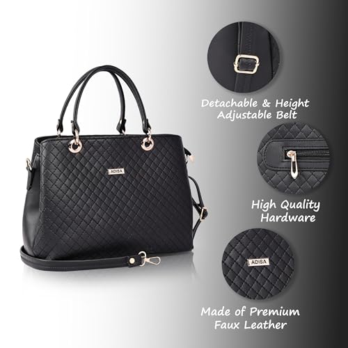 ADISA Quilted Shoulder Handbag for Women - Stylish Crossbody Bag with Sling Belt, Ladies' Purse with Top Zipper Closure, Gift for Women and Girls (AD4077) - Image 3