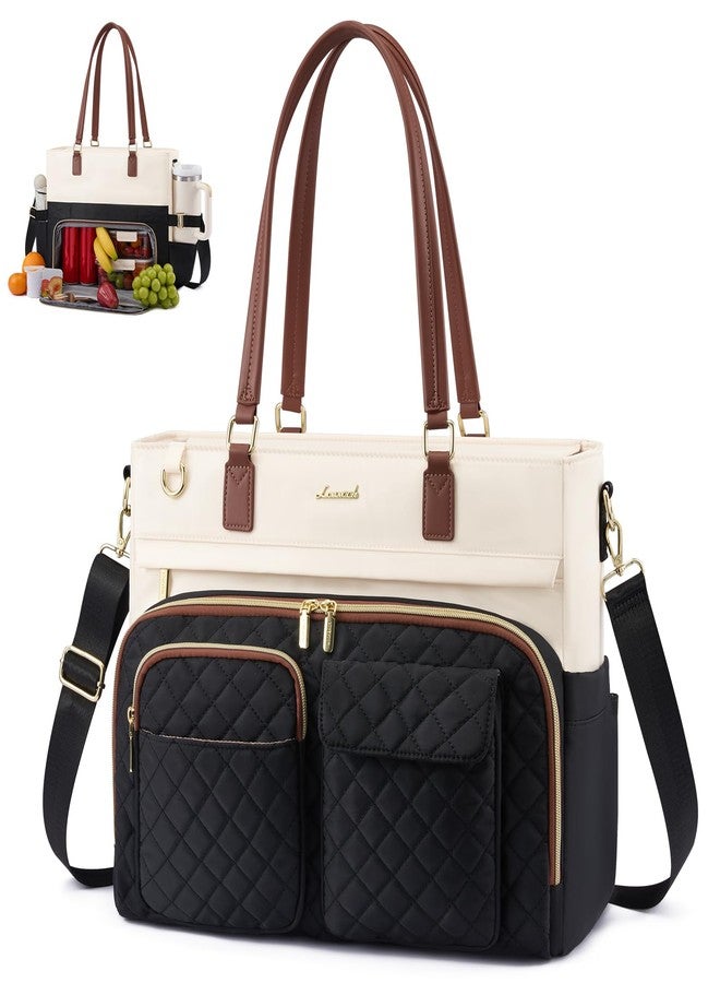 LOVEVOOK Lunch Tote Bag for Women, Work Bags with Insulated Lunch Compartment, 15.6 Inch Laptop Bag with Large Cup Holder, Teacher Nurse Tote Handbag with Multi Pockets for College, Office, Travel - Image 1