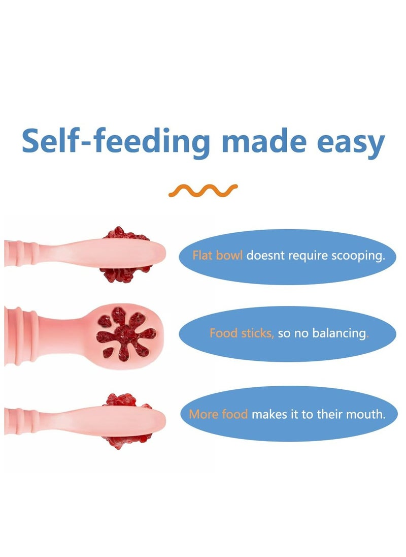 CMGTYYD - Baby Spoons Set,2 Pcs Toddler Food-Grade Silicone Training Spoons,Self-Feeding Spoon and Pre-Spoon Set,BPA-Free Safe Feeding Spoons,Baby Led Weaning Feeding Utensils Supplies-Brown - Image 1