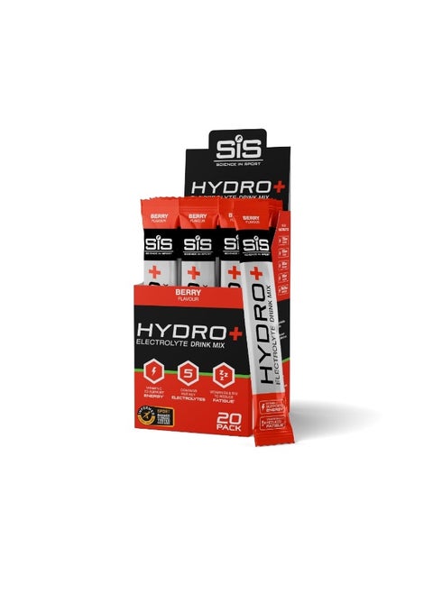 Hydro+ Electrolyte Drink Mix, Berry Flavour,vitamin c to support energy, contains 5 key electrolytes, vitamin b6 and b12 to reduce fatigue - 20 Pack