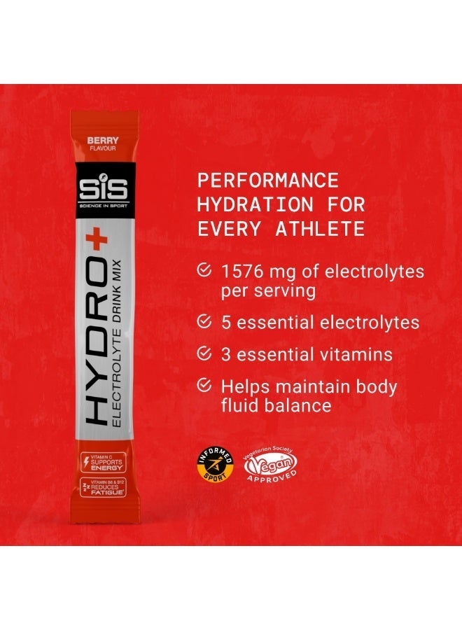 SIS HYDRO+ Electrolyte Drink Mix, BERRY FLAVOUR, Vitamin C to Support Energy¹, Contains Five Key Electrolytes, Vitamin B6 & B12 to Reduce Fatigue², Sport Banned Substance Tested Every Batch, 20 Pack - Image 4