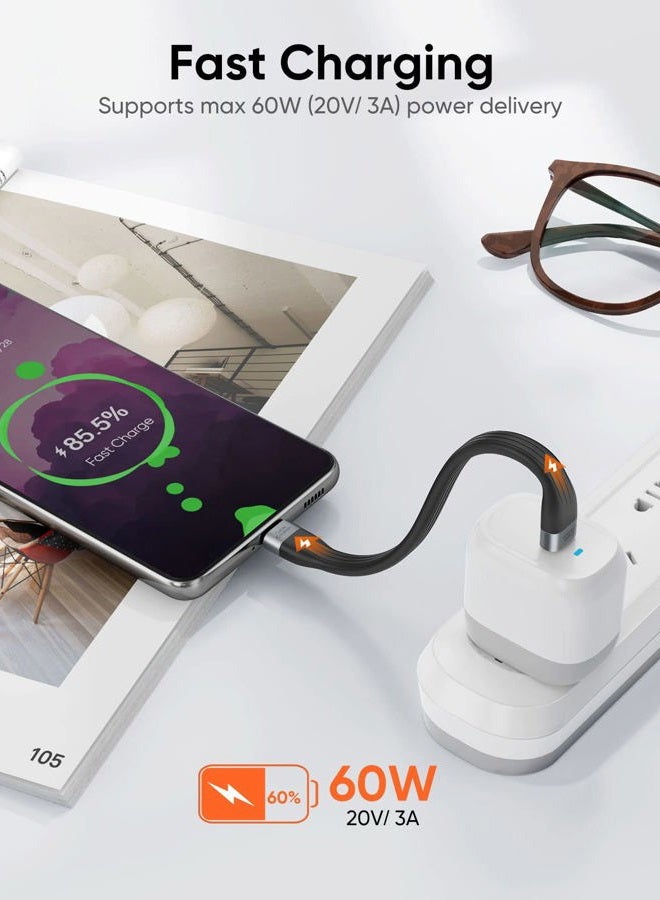 CableCreation كابل USB C قصير 6 بوصة، سلك شحن سريع من USBC إلى USBC PD، كابل USB من النوع C لبنك الطاقة 60 وات، متوافق مع MacBook Pro Air، ipad pro، Chromebook Pixel، Galaxy S22، أسود. - Image 2