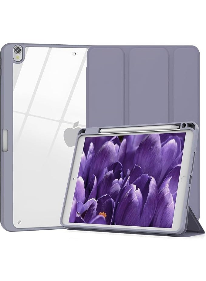 جراب متوافق مع iPad Air 10.5" (الجيل الثالث) 2019/iPad Pro 10.5" 2017 iPad 10.2 مع حامل قلم - جراب شفاف مقاوم للصدمات مع خاصية السكون/الاستيقاظ التلقائي، (أرجواني فاتح) - Image 1