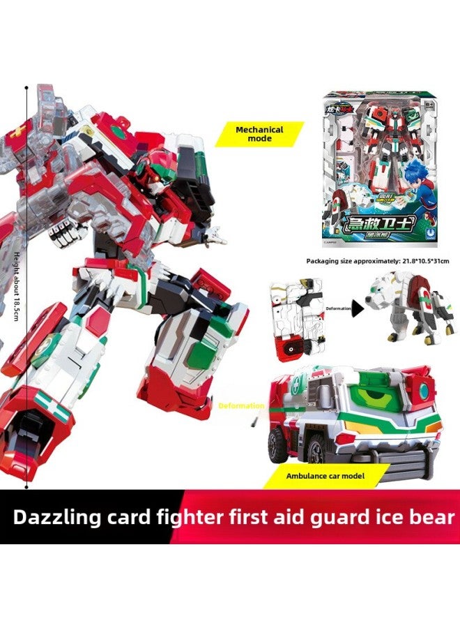 Genuine Dazzle Card Fighter Deformation Toy Dazzle Blue Lightning Super Dazzle Electric King Children's Deformation Robot Black Iron God Of War-Color:8123  2 Forms + Deformation Card - Image 1